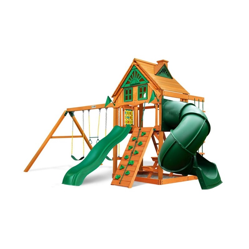 Gorilla Mountaineer Treehouse Cedar Wood Swing Set Kit w/ Amber Posts - Amber (01-0053-AP)