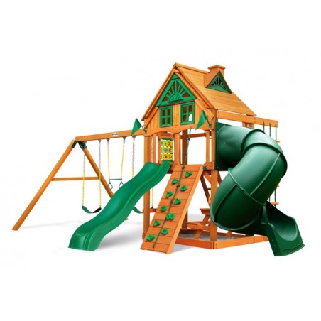 Gorilla Mountaineer Treehouse Cedar Wood Swing Set Kit w/ Amber Posts - Amber (01-0053-AP)