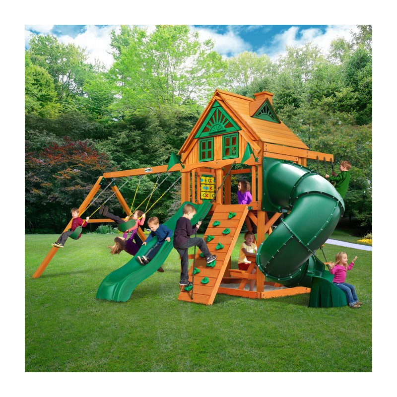 Gorilla Mountaineer Treehouse Cedar Wood Swing Set Kit w/ Amber Posts - Amber (01-0053-AP)