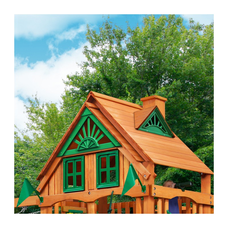 Gorilla Mountaineer Treehouse Cedar Wood Swing Set Kit w/ Amber Posts - Amber (01-0053-AP)