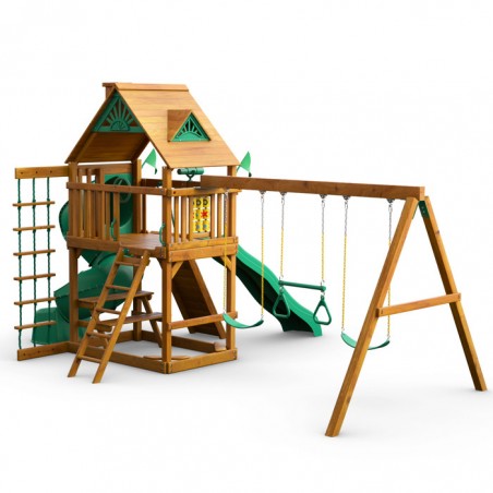Gorilla Mountaineer Cedar Wood Swing Set Kit w/ Amber Posts and Standard Wood Roof - Amber (01-0005-AP)