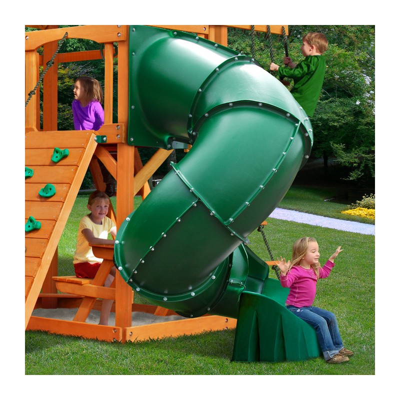 Gorilla Mountaineer Cedar Wood Swing Set Kit w/ Amber Posts and Deluxe Green Vinyl Canopy - Amber (01-0005-AP-1)