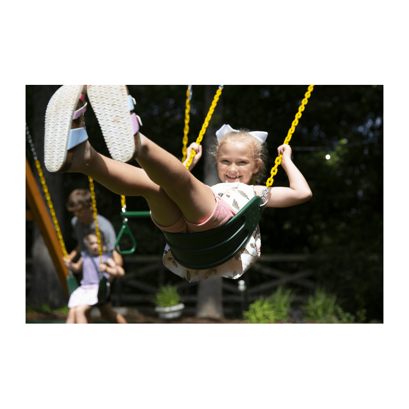 Gorilla Mountaineer Cedar Wood Swing Set Kit w/ Amber Posts and Deluxe Green Vinyl Canopy - Amber (01-0005-AP-1)