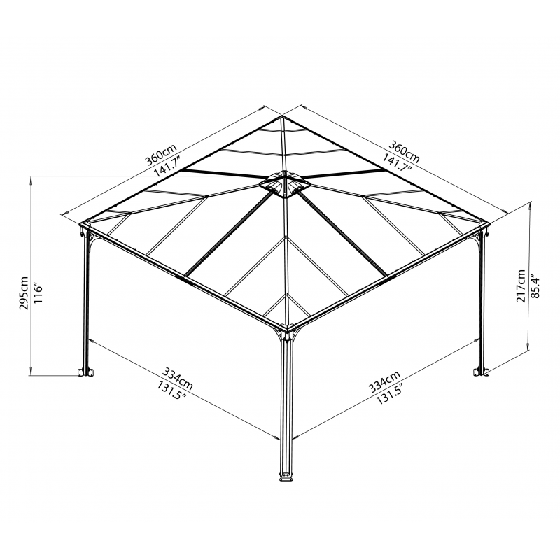 Palram - Canopia 12x12 Palermo Gazebo 3600 - Gray / Bronze (HG9152)