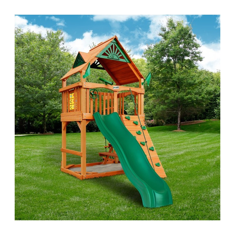 Gorilla Chateau Tower Cedar Wood Swing Set Kit w/ Amber Posts and Standard Wood Roof - Amber (01-0061-AP)