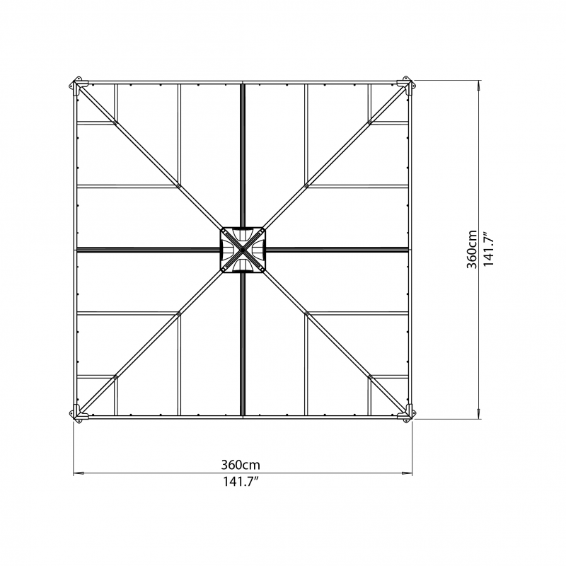 Palram - Canopia 12x12 Palermo Gazebo 3600 - Gray / Bronze (HG9152)