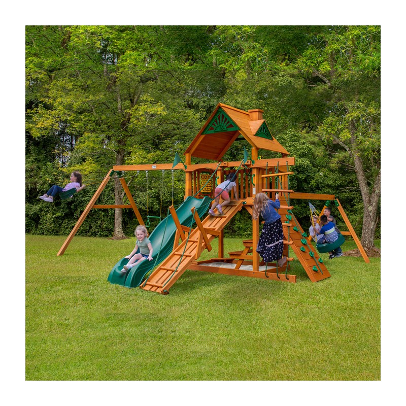 Gorilla Frontier Cedar Wood Swing Set Kit w/ Amber Posts and Standard Wood Roof - Amber (01-0004-AP)
