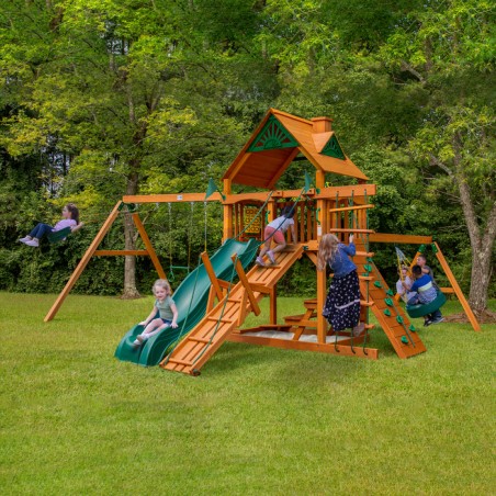 Gorilla Frontier Cedar Wood Swing Set Kit w/ Amber Posts and Standard Wood Roof - Amber (01-0004-AP)