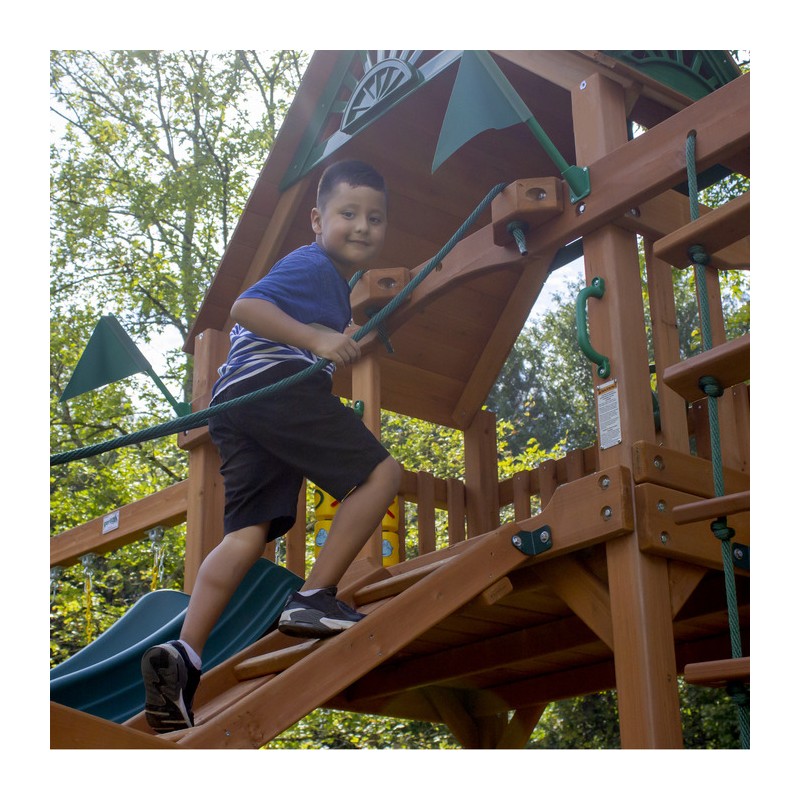 Gorilla Frontier Cedar Wood Swing Set Kit w/ Amber Posts and Standard Wood Roof - Amber (01-0004-AP)