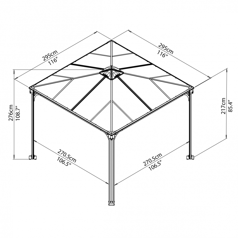 Palram 10x10 Palermo Gazebo 3000 - Gray / Bronze (HG9150)