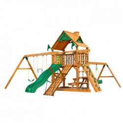 Gorilla Frontier Cedar Wood Swing Set Kit w/ Amber Posts and Standard Wood Roof - Amber (01-0004-AP)