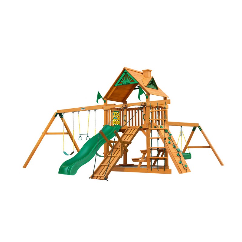 Gorilla Frontier Cedar Wood Swing Set Kit w/ Amber Posts and Standard Wood Roof - Amber (01-0004-AP)