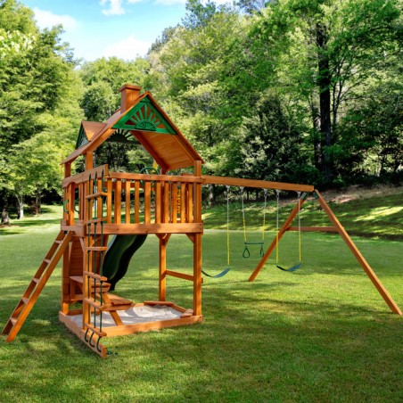 Gorilla Playset Chateau  w/ Amber Posts and Standard Wood Roof (01-0003-AP)