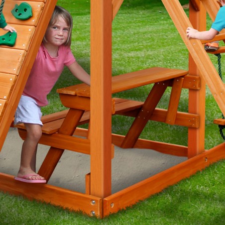 Gorilla Chateau Cedar Wood Swing Set Kit w/ Amber   Posts and Deluxe Green Vinyl Canopy - Amber (01-0003-AP-1)