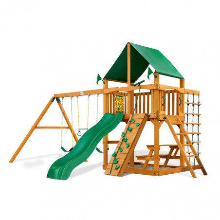 Gorilla Chateau Cedar Wood Swing Set Kit w/ Amber   Posts and Deluxe Green Vinyl Canopy - Amber (01-0003-AP-1)