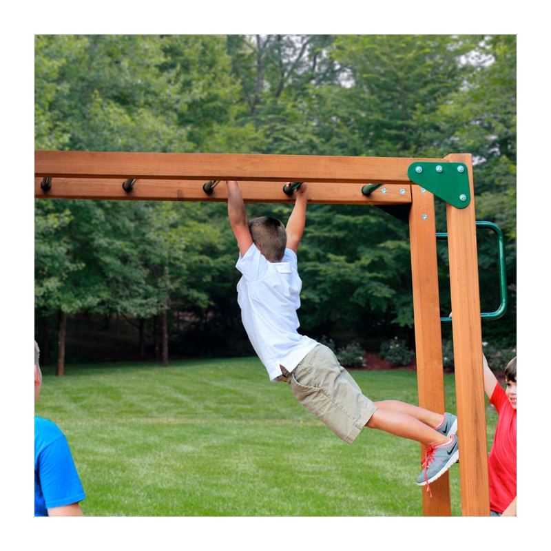 Gorilla Navigator Cedar Wood Swing Set Kit w/ Amber Posts and Deluxe Green Vinyl Canopy - Amber (01-0020-AP-1)