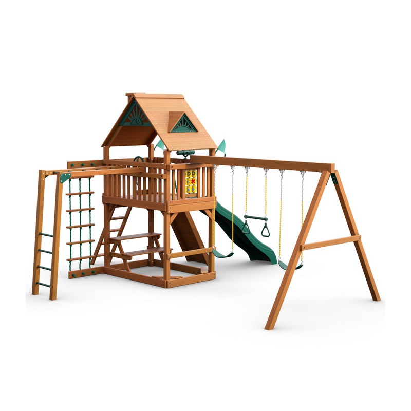 Gorilla Navigator Cedar Wood Swing Set Kit  w/ Amber Posts and Standard Wood Roof - Amber (01-0020-AP)