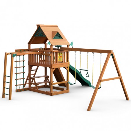 Gorilla Navigator Cedar Wood Swing Set Kit  w/ Amber Posts and Standard Wood Roof - Amber (01-0020-AP)