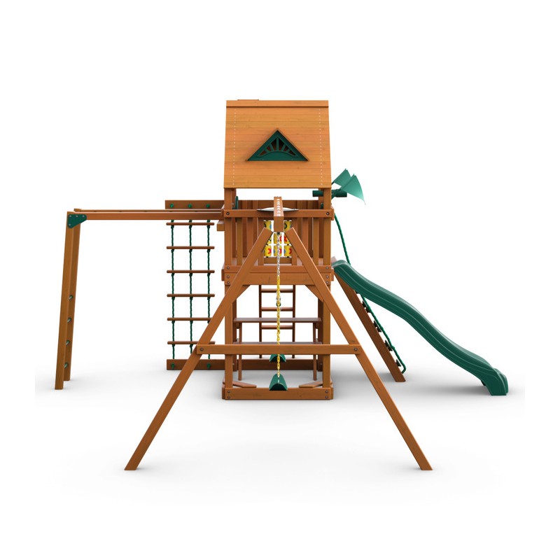 Gorilla Navigator Cedar Wood Swing Set Kit  w/ Amber Posts and Standard Wood Roof - Amber (01-0020-AP)