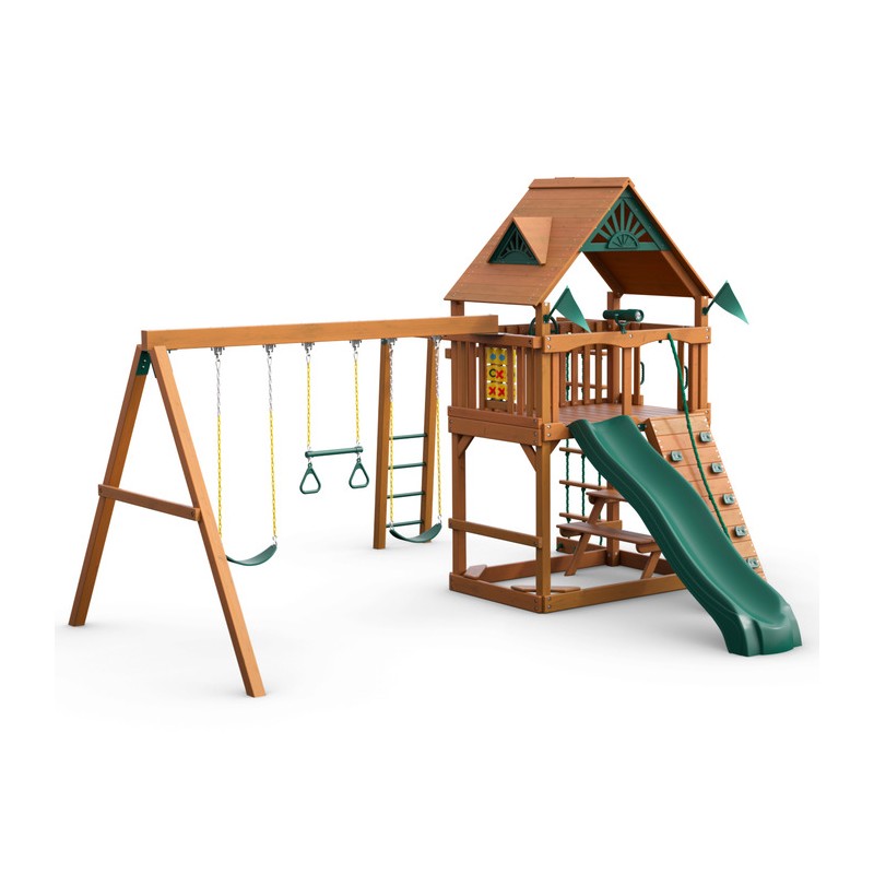 Gorilla Navigator Cedar Wood Swing Set Kit  w/ Amber Posts and Standard Wood Roof - Amber (01-0020-AP)