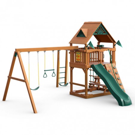 Gorilla Navigator Cedar Wood Swing Set Kit  w/ Amber Posts and Standard Wood Roof - Amber (01-0020-AP)