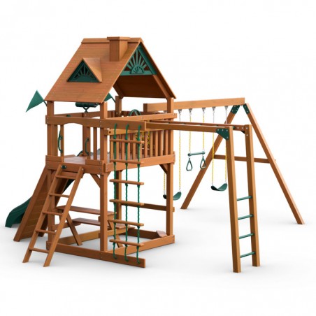 Gorilla Navigator Cedar Wood Swing Set Kit  w/ Amber Posts and Standard Wood Roof - Amber (01-0020-AP
