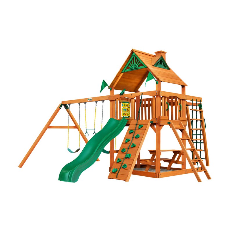 Gorilla Navigator Cedar Wood Swing Set Kit  w/ Amber Posts and Standard Wood Roof - Amber (01-0020-AP)