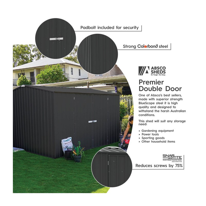 Absco Premier 10' x 10' Metal Storage Shed Kit - Monument (AB1005)