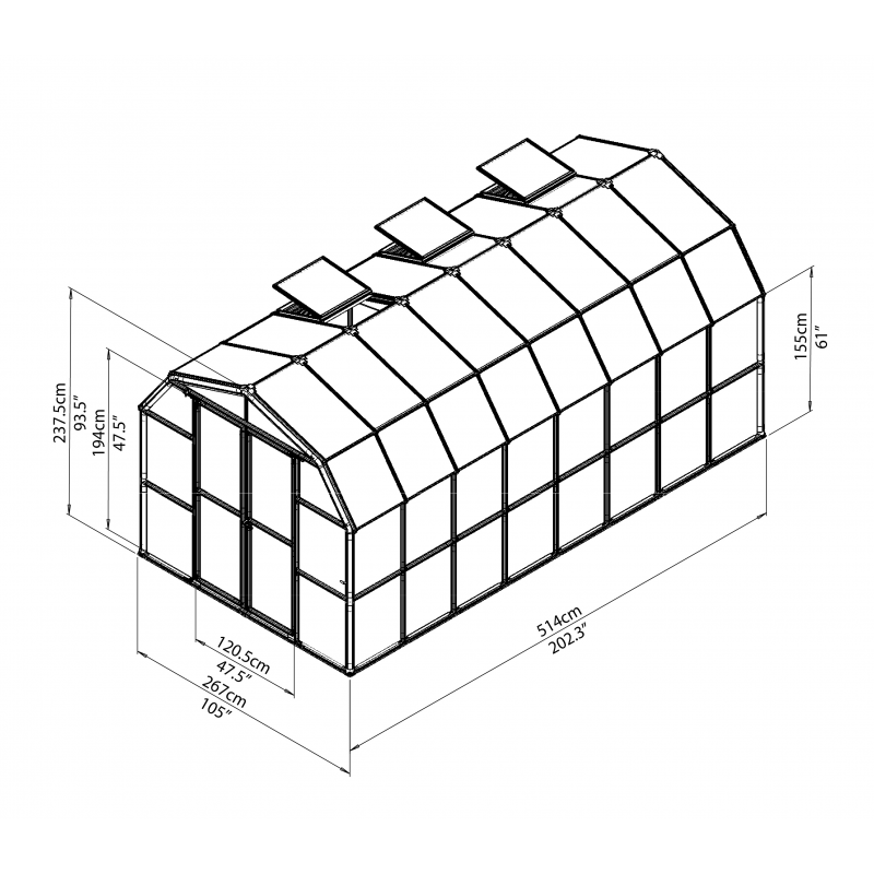 Palram - Canopia 8x16 Prestige 2 Greenhouse Kit - Twin Wall (HG7316)