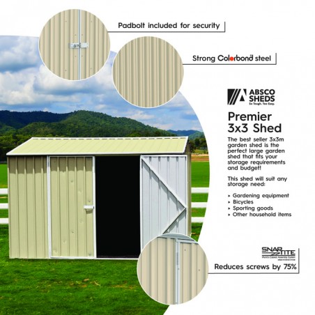 Absco Premier 10' x 10' Metal Storage Shed Kit - Classic Cream (AB1008)