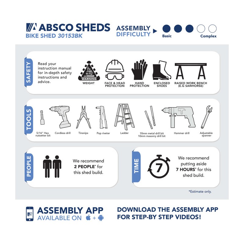 Absco Durango 10' x 5' Metal Bike Shed Kit - Pale Eucalypt (AB1103)