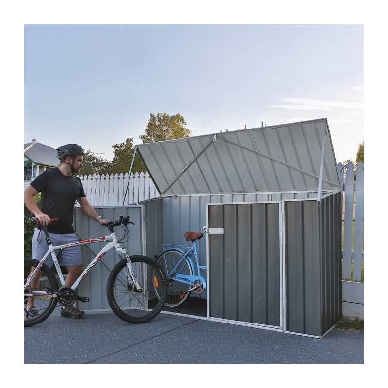 Absco 7.5' x 2.5' Durango Metal Bike Shed - Woodland Gray (AB1106)