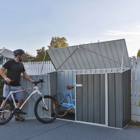 Absco 7.5' x 2.5' Durango Metal Bike Shed - Woodland Gray (AB1106)