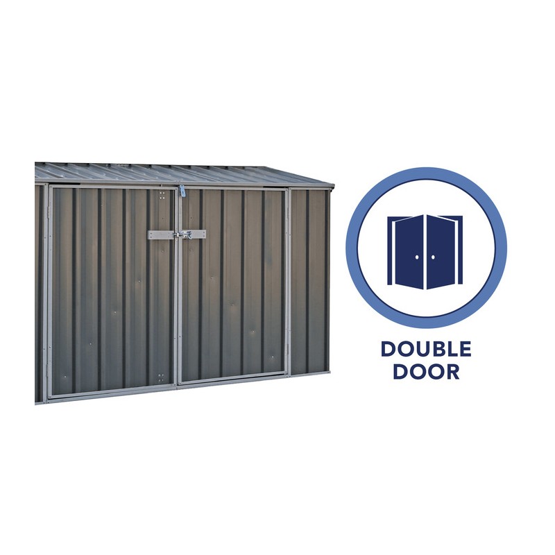 Absco 7.5' x 2.5' Durango Metal Bike Shed - Woodland Gray (AB1106)