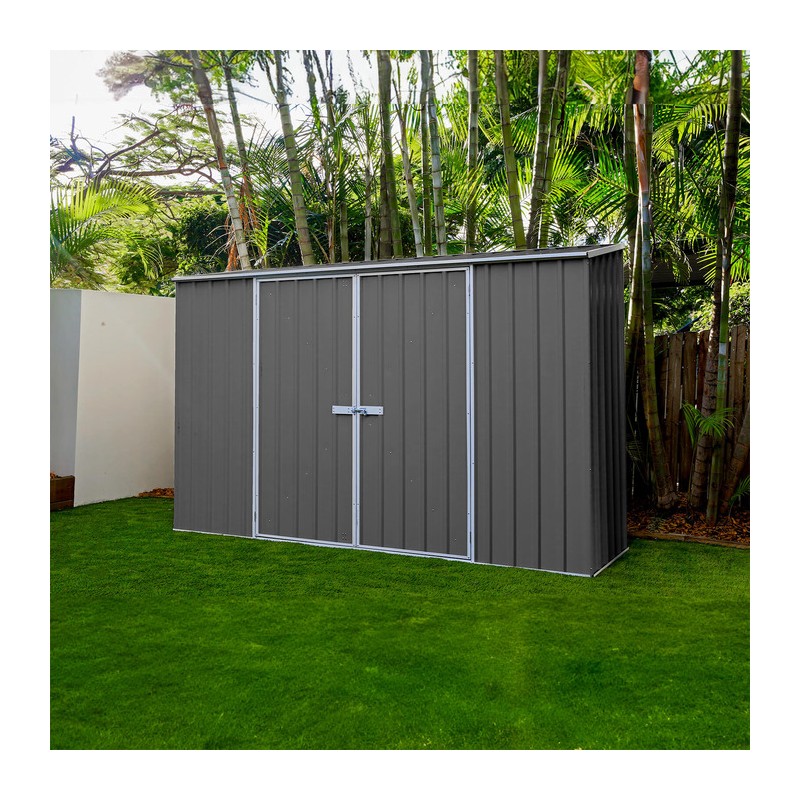 Absco 10' x 2.5' Double Door Space Saver Metal Garden Shed  - Woodland Gray (AB1109)