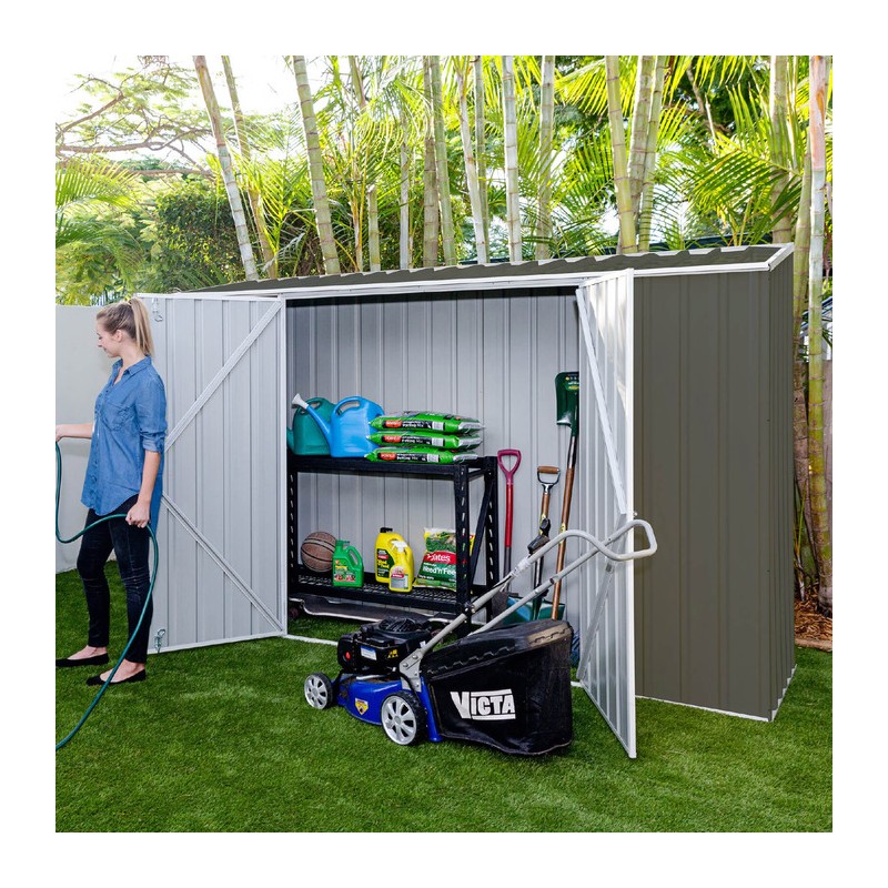 Absco 10' x 2.5' Double Door Space Saver Metal Garden Shed  - Woodland Gray (AB1109)