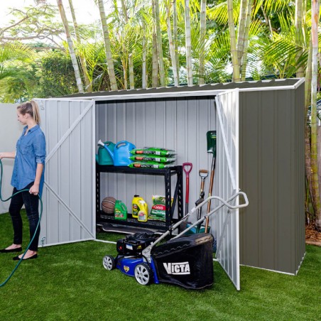 Absco 10' x 2.5' Double Door Space Saver Metal Garden Shed - Woodland Gray (AB1109) Absco 10' x 2.5' Double Door Space Saver Metal Garden Shed - Woodland Gray (AB1109)