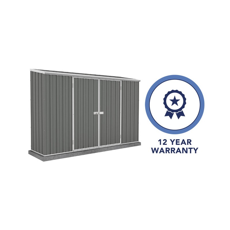 Absco 10' x 2.5' Double Door Space Saver Metal Garden Shed  - Woodland Gray (AB1109)