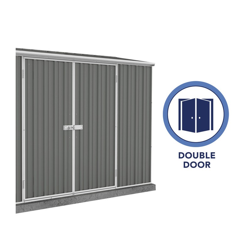 Absco 10' x 2.5' Double Door Space Saver Metal Garden Shed  - Woodland Gray (AB1109)