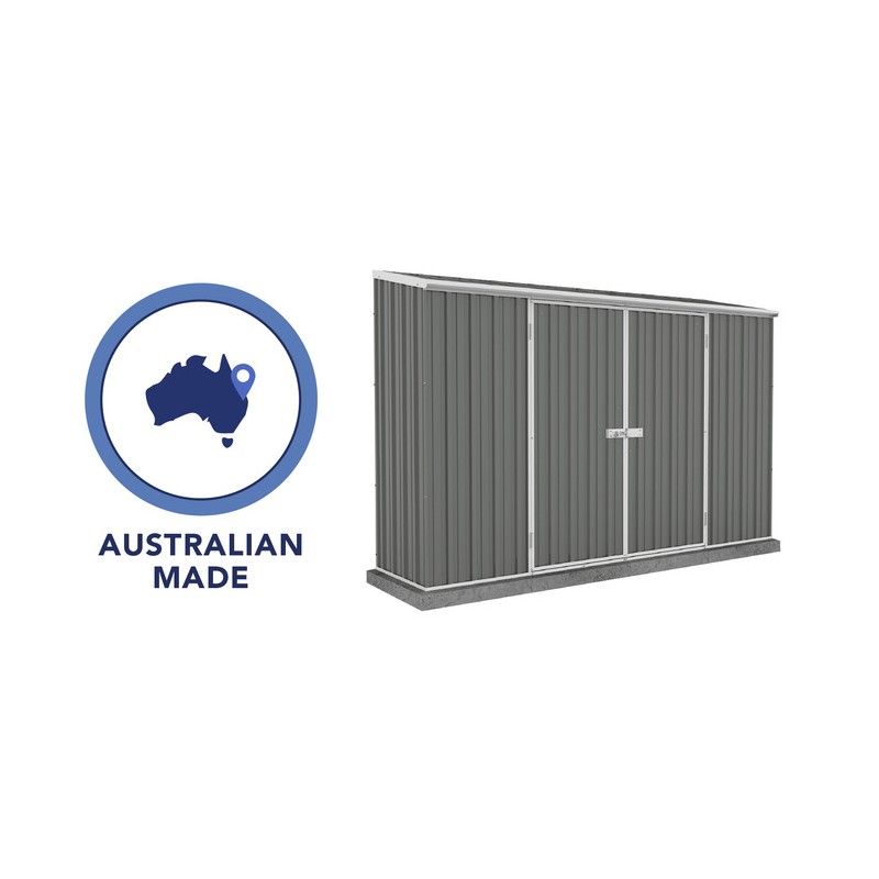 Absco 10' x 2.5' Double Door Space Saver Metal Garden Shed  - Woodland Gray (AB1109)