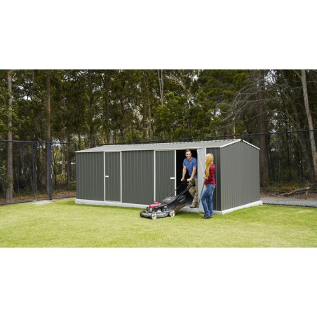 Absco 20' x 10' Workshop Metal Shed - Woodland Gray (AB1118)