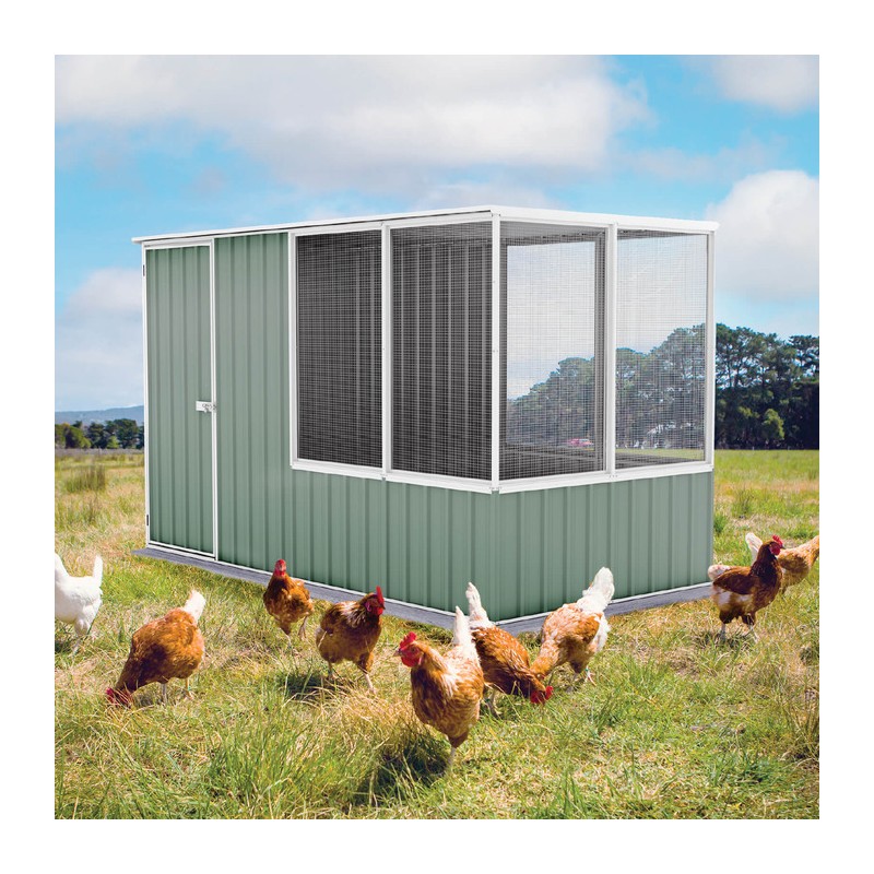 Absco 5' x 9.7' Poultry Paradise Chicken Coop - Pale Eucalypt (AB1202)