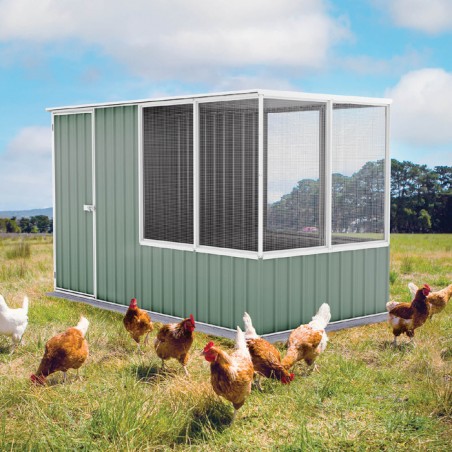 Absco 5' x 9.7' Poultry Paradise Chicken Coop - Pale Eucalypt (AB1202)