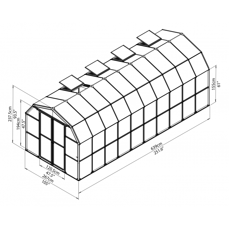 Palram - Canopia 8x20 Prestige 2 Greenhouse Kit - Twin Wall (HG7320)