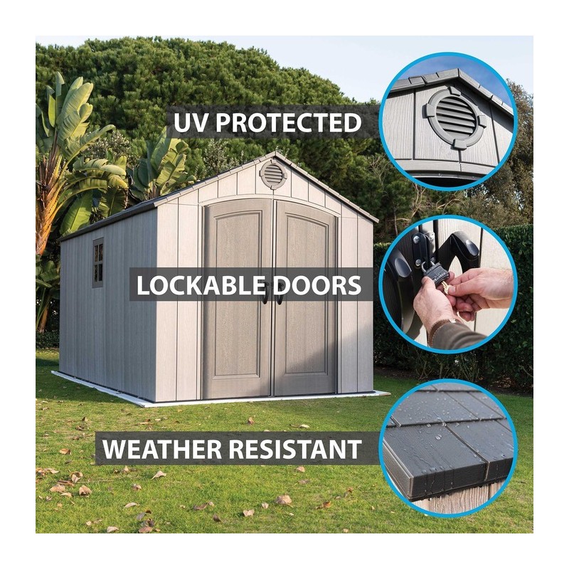 Lifetime 8 ft x 15 ft Outdoor Storage Shed - Storm Dust (60353)
