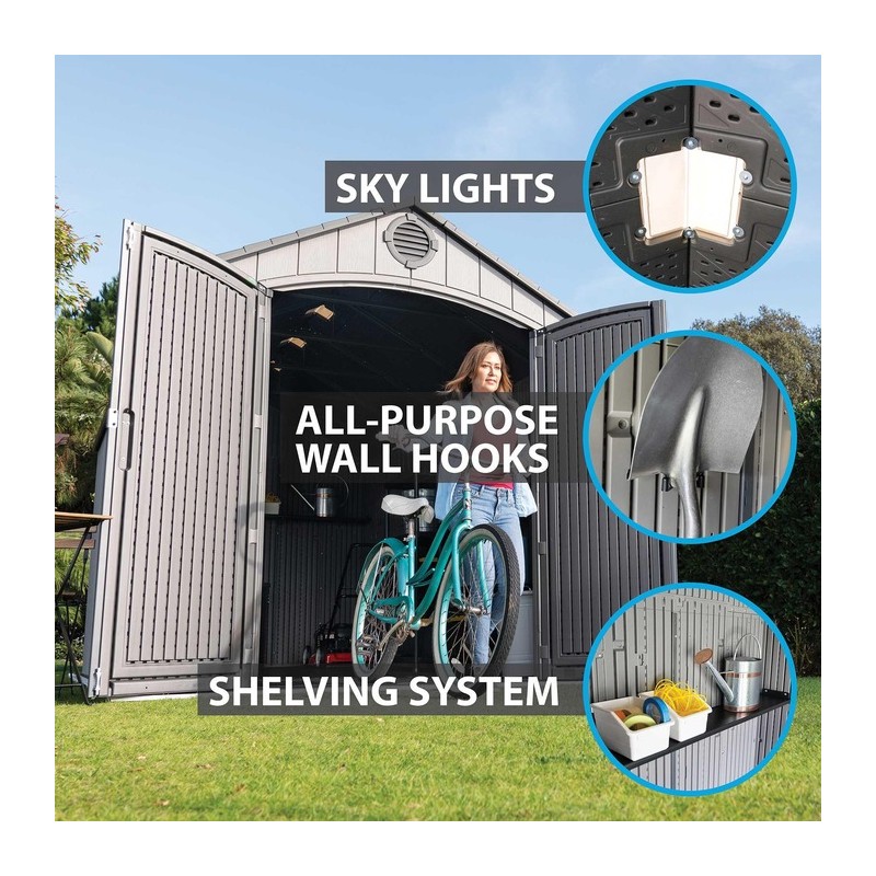 Lifetime 8 ft x 15 ft Outdoor Storage Shed - Storm Dust (60353)