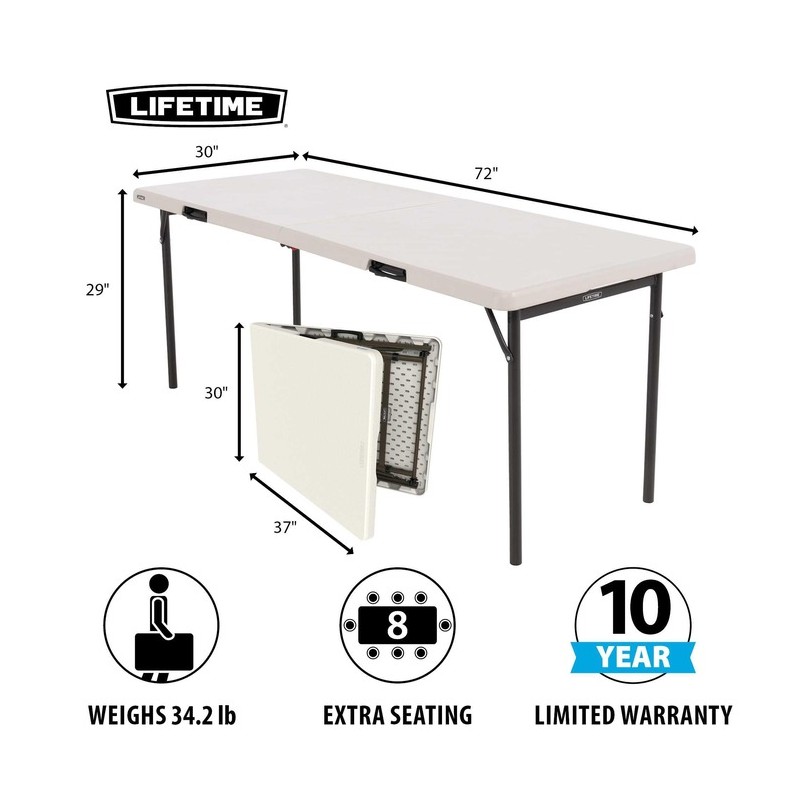 Lifetime Commercial 6-Foot Fold-In-Half Table - 2 Pk (80935)