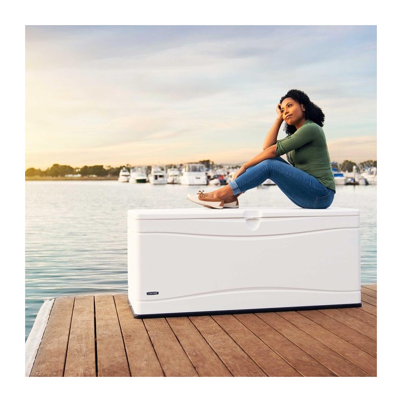 Lifetime 130 Gallon Marine Plastic Deck Box - Arctic White (60348)