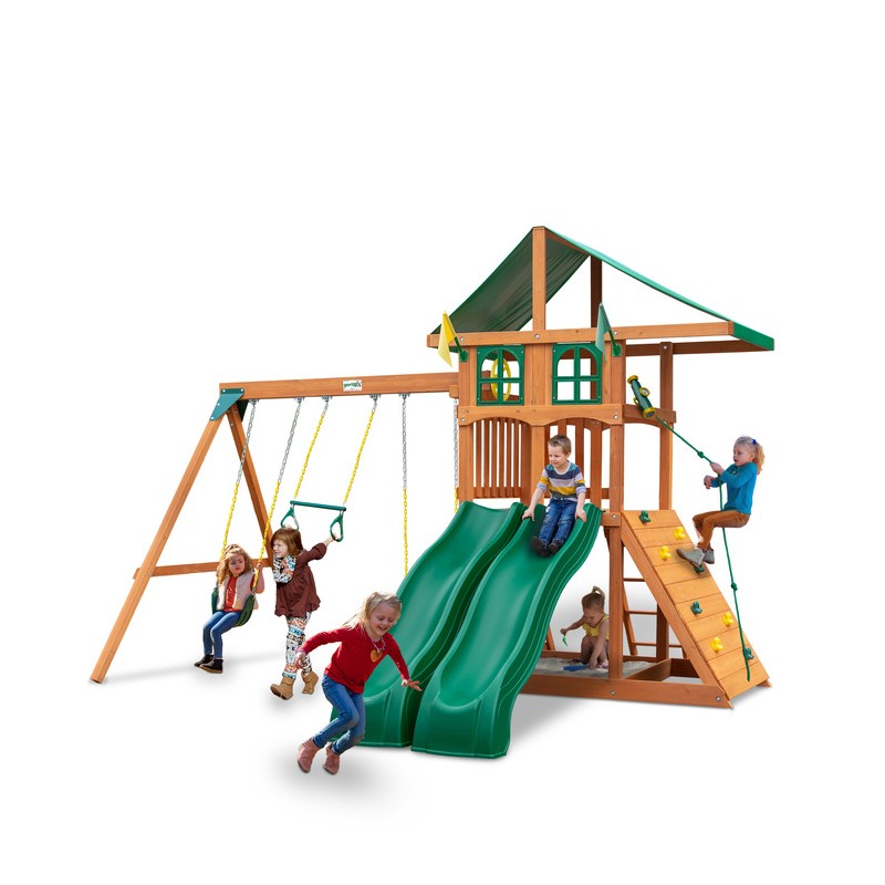 Gorilla Outing w/ Double Slides w/ Deluxe Green Vinyl Canopy and Treehouse (01-1071)
