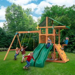 Gorilla Outing w/ Double Slides w/ Deluxe Green Vinyl Canopy and Treehouse (01-1071)